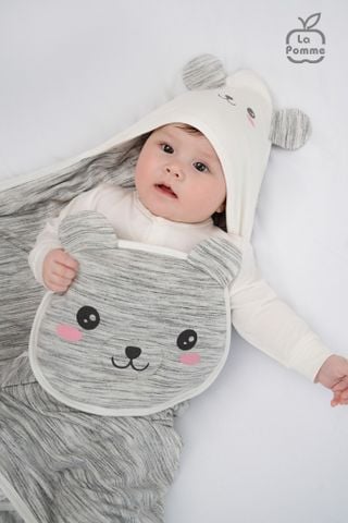  Chăn choàng đa năng mũ trùm La Pomme Gấu trúc 