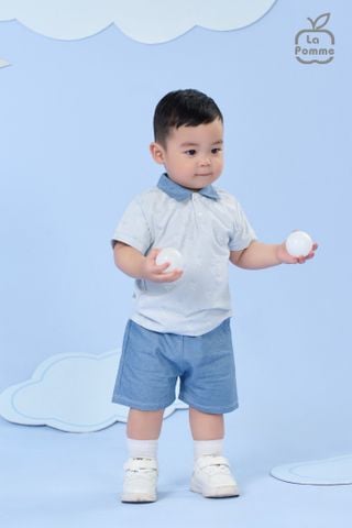  Bộ cộc tay Polo La Pomme Ngôi sao nhỏ - Xanh 