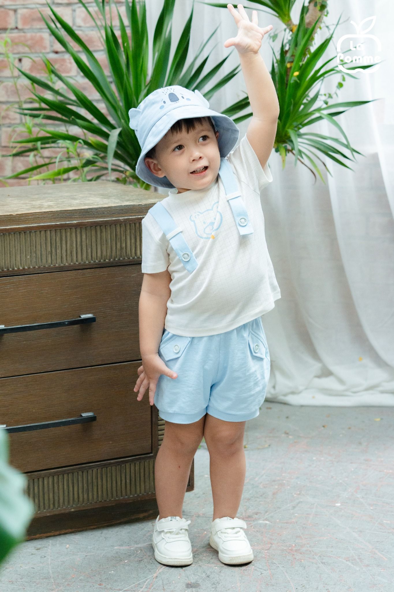  Bộ cộc tay La Pomme giả yếm mặt gấu 