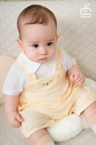  Bộ yếm liền cộc tay La Pomme cổ đức túi cài dễ thương 
