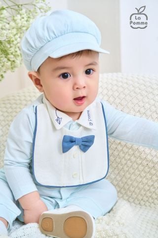  Body dài tay kèm mũ La Pomme Deluxe thêu cổ thanh lịch 