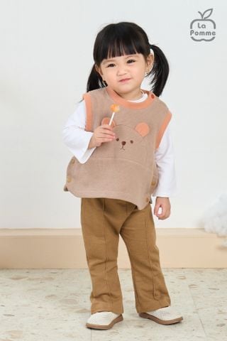  Áo Gile La Pomme cúc bấm mặt gấu 