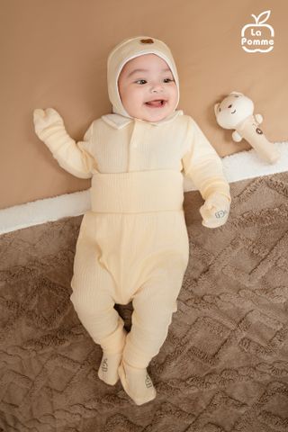  Bộ dài tay cúc giữa La Pomme dệt vân chìm 