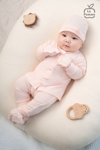  Bộ dài tay La Pomme cúc thẳng mềm mịn 