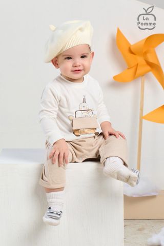  Bộ body liền dài tay La Pomme phối màu ô tô ngộ nghĩnh 