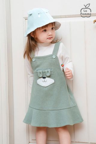  Bộ váy yếm kèm áo dài tay La Pomme gấu đáng yêu 