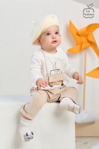  Bộ body liền dài tay La Pomme phối màu ô tô ngộ nghĩnh 