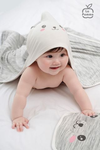  Chăn choàng đa năng mũ trùm La Pomme Gấu trúc 