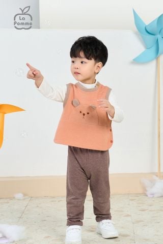  Áo Gile La Pomme cúc bấm mặt gấu 