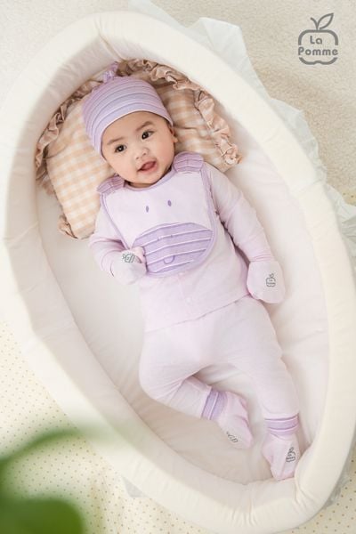  Bộ dài tay cúc giữa La Pomme viền phối 