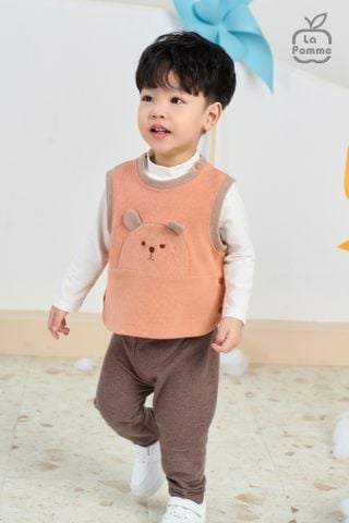  Áo Gile La Pomme cúc bấm mặt gấu 