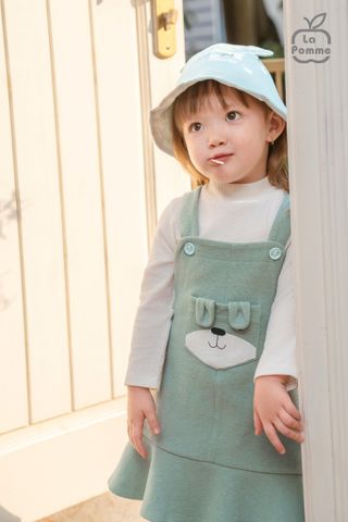  Bộ váy yếm kèm áo dài tay La Pomme gấu đáng yêu 