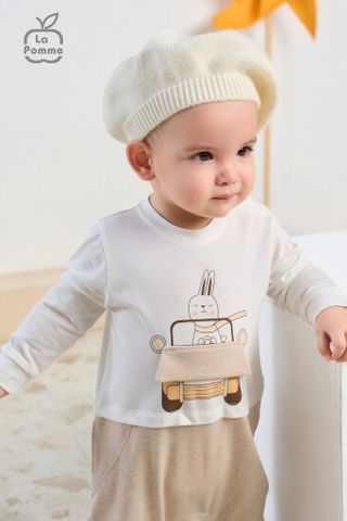  Bộ body liền dài tay La Pomme phối màu ô tô ngộ nghĩnh 