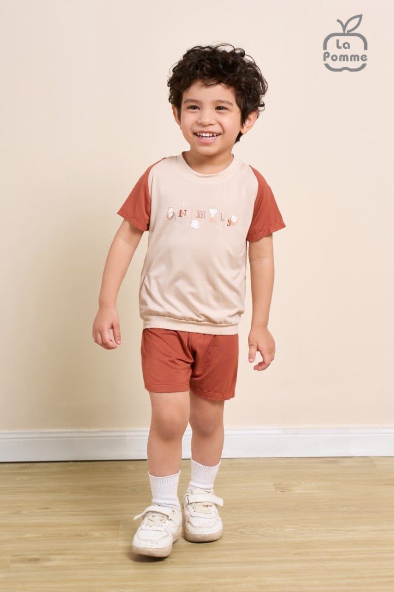  Bộ cộc tay La Pomme raglan sắc màu 