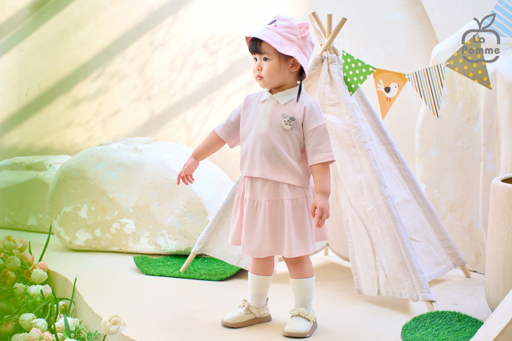  Bộ cộc tay La Pomme váy xoè cổ đức 
