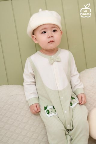  Bộ yếm liền dài tay La Pomme cổ nơ 