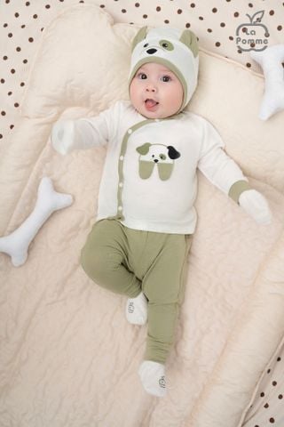  Bộ dài tay La Pomme cúc lệch Chó đốm 