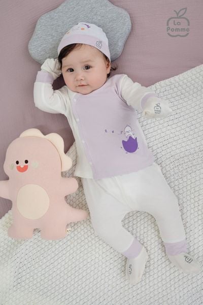  Bộ dài tay La Pomme cúc lệch hoạ tiết đáng yêu 