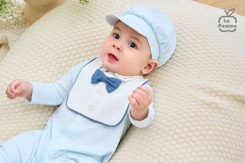  Body dài tay kèm mũ La Pomme Deluxe thêu cổ thanh lịch 
