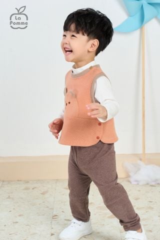  Áo Gile La Pomme cúc bấm mặt gấu 