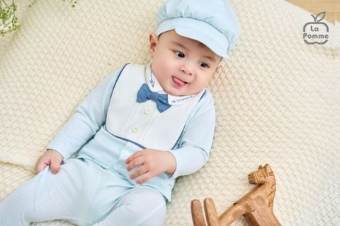  Bộ dài tay cài khuy kèm mũ La Pomme Deluxe thêu cổ thanh lịch 