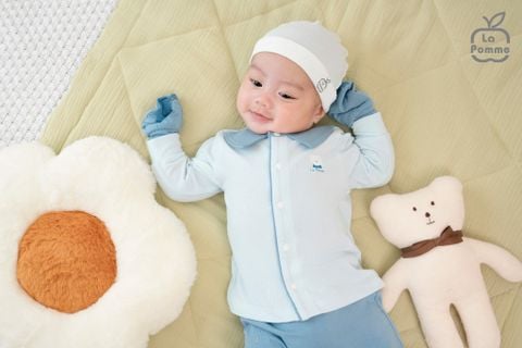  Bộ dài tay La Pomme cúc giữa cổ Peter Pan 