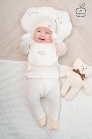  Bộ dài tay La Pomme cúc lệch hình in dễ thương 