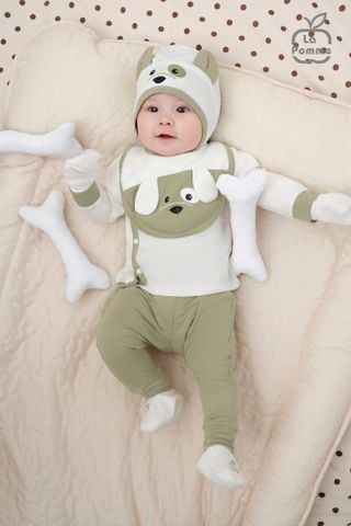  Bộ dài tay La Pomme cúc lệch Chó đốm 