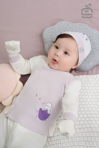  Bộ dài tay La Pomme cúc lệch hoạ tiết đáng yêu 