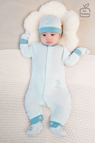  Body dài tay La Pomme cúc giữa phối màu 