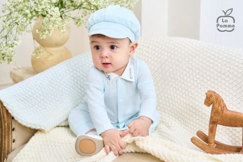  Bộ dài tay cài khuy kèm mũ La Pomme Deluxe thêu cổ thanh lịch 