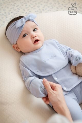  Bộ dài tay cúc lệch  La Pomme gấu nhỏ 
