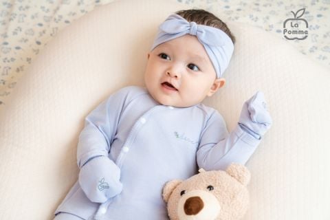  Bộ dài tay cúc lệch  La Pomme gấu nhỏ 