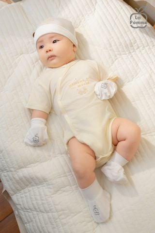  Set bao tay bao chân sơ sinh La Pomme mềm mịn 