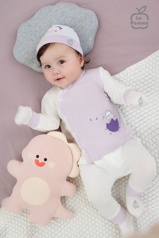  Bộ dài tay La Pomme cúc lệch hoạ tiết đáng yêu 