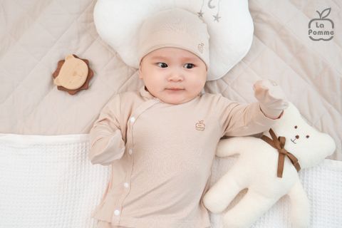  Bộ dài tay La Pomme cúc lệch mềm mịn 