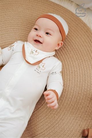  Body dài tay La Pomme lovely baby - Nâu 
