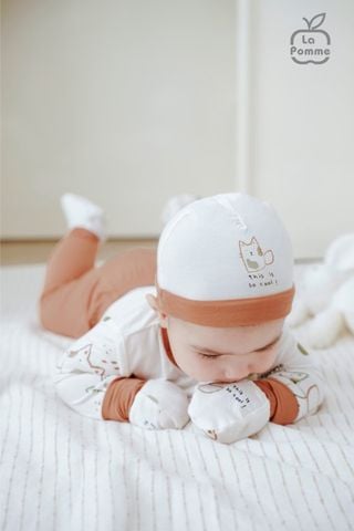  Bộ dài tay La Pomme cúc giữa lovely baby - Nâu 