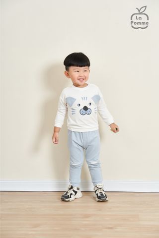  Bộ dài tay tai Hổ La Pomme - Trắng xanh 