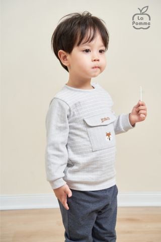  Bộ dài tay La Pomme Phong thư sóc nhỏ - Kẻ vàng 