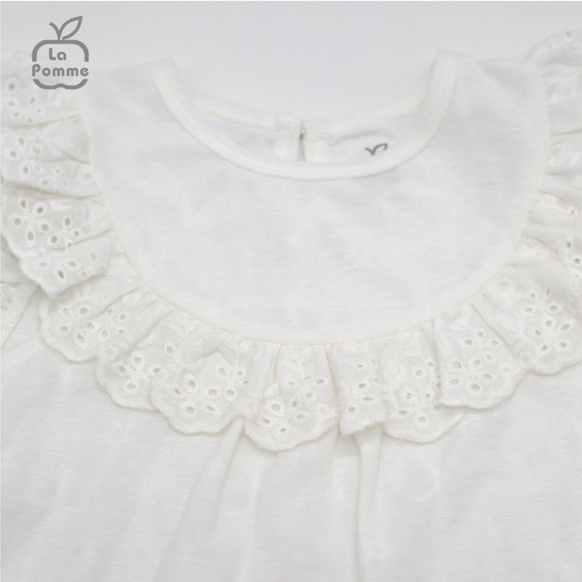  AS001 Bộ ba lỗ La Pomme ren cổ điệu đà - Trắng 