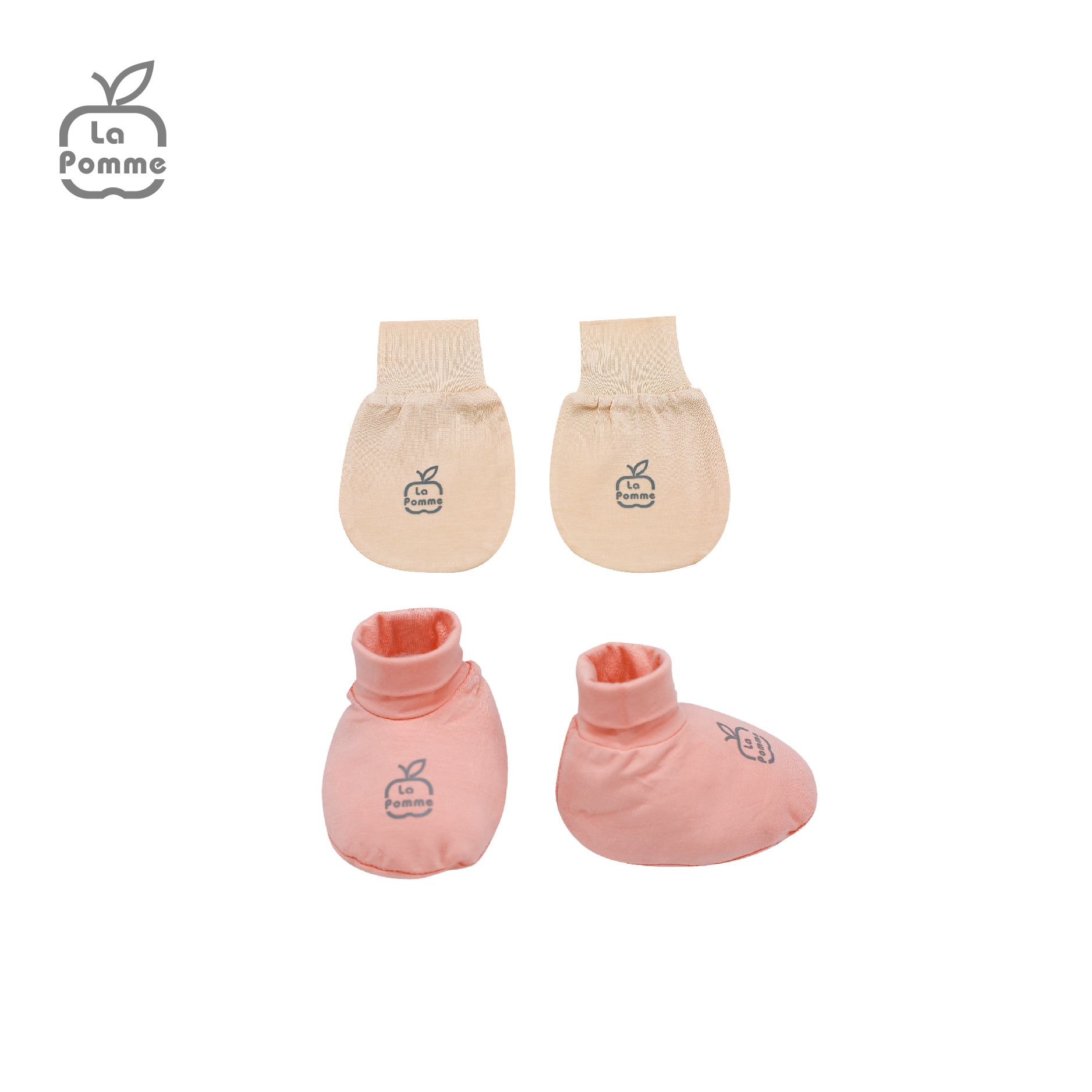  GHF059 Set bao tay bao chân La Pomme Thỏ Bunny - Trắng Ghi 