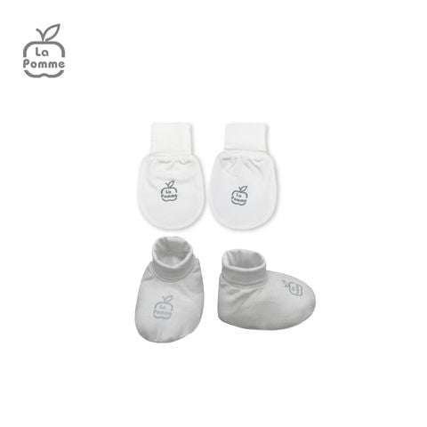  GHF059 Set bao tay bao chân La Pomme Thỏ Bunny - Trắng Ghi 