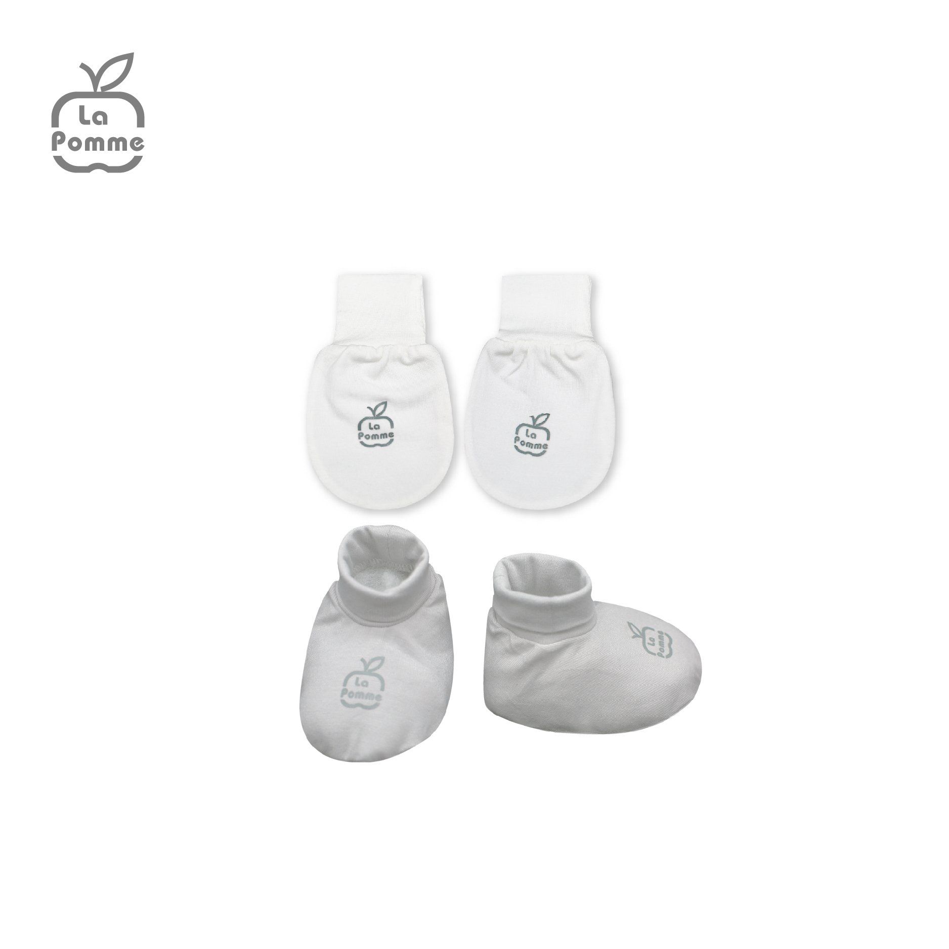  GHF059 Set bao tay bao chân La Pomme Thỏ Bunny - Trắng Ghi 