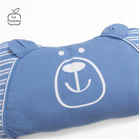  Gối sơ sinh nhân đôi vỏ gối La Pomme Baby Bear - Kẻ Xanh 