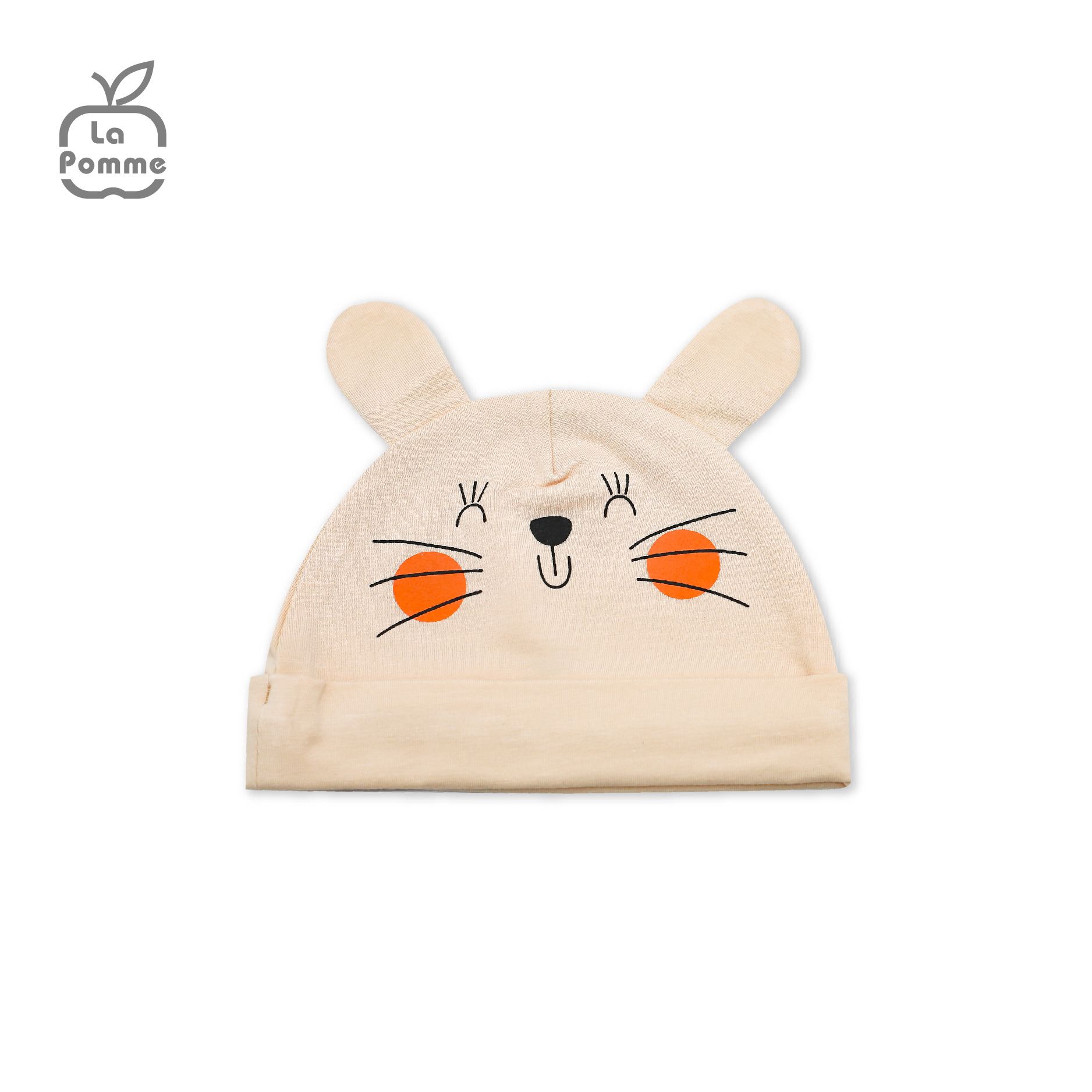  H059 Mũ sơ sinh La Pomme Thỏ Bunny - Trắng Ghi 