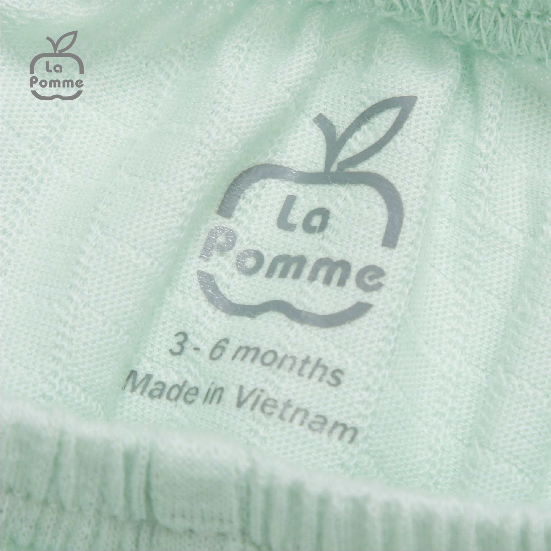  SLD181 Bộ dài tay La Pomme cúc lệch Xương rồng - Trắng xanh 