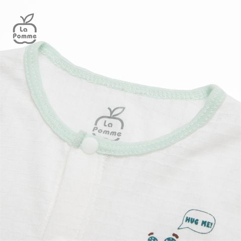  SLS180 Bộ dài tay La Pomme cúc giữa Xương rồng - Trắng xanh 