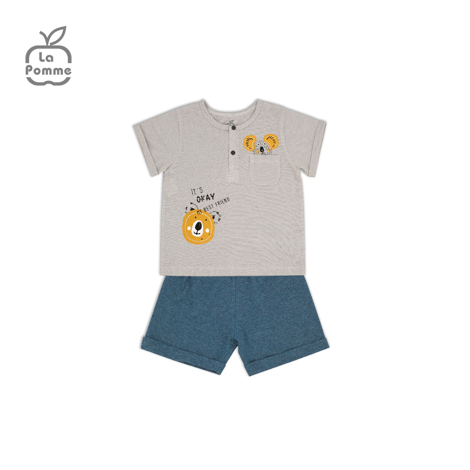  SS227 Bộ cộc tay La Pomme Gấu Koala - Ghi 