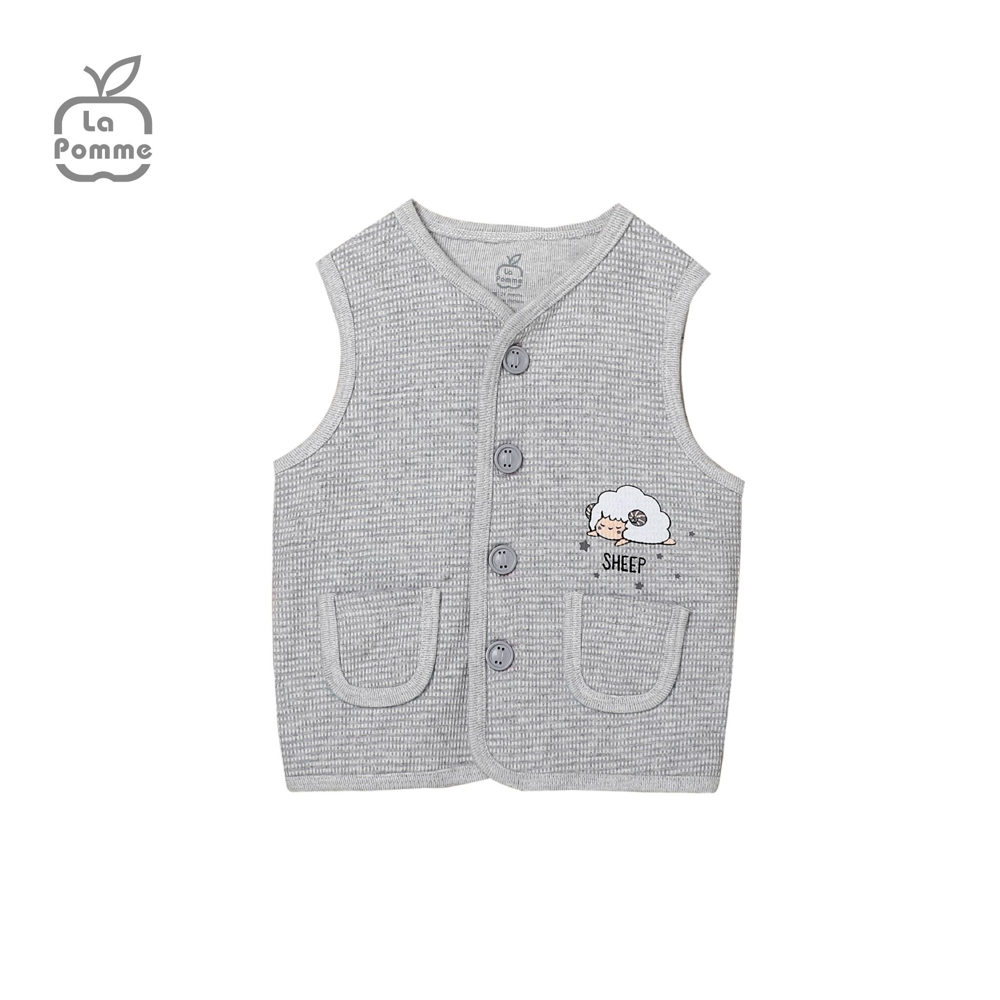  T021 Áo Gile Caro viền màu La Pomme - Nâu 